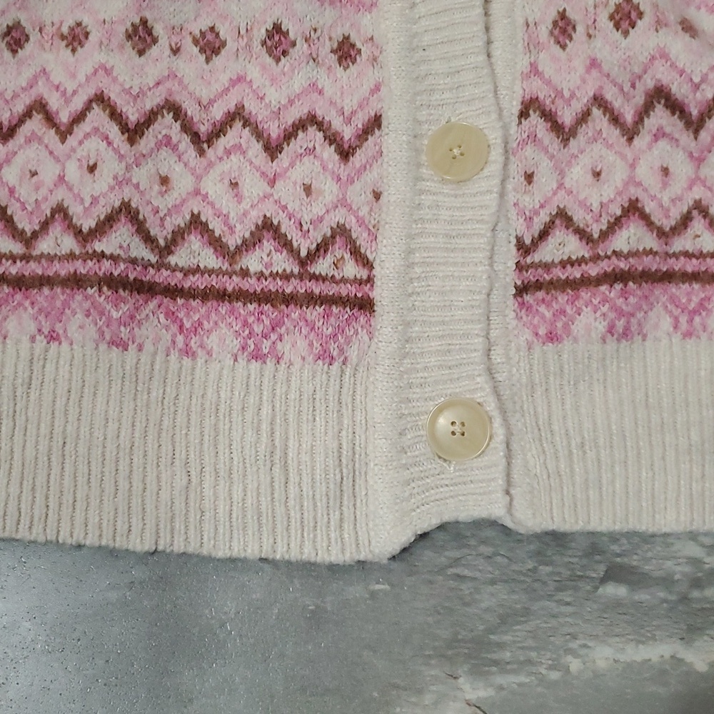 Twik by Simons short cardigan. Buttons. Long sleeves. Fair Isle / Nordic. Size L - Picture 10 of 10